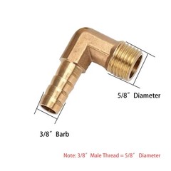 2pcs 90 Degree Elbow 3/8 inch Hose Barb to 1/2 inch NPT Male Brass Barbed