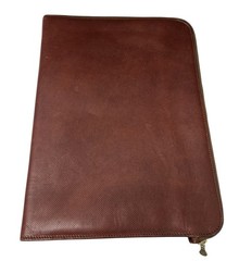 Vintage 1980s Bottega Veneta Brown Slim Leather Portfolio Brown Zipper