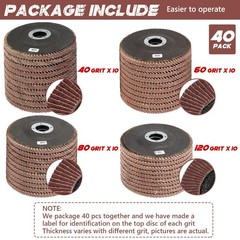 4.5 Inch Flap Discs 40 PCS – Assorted Grit 40 60 80 120 Aluminum Oxide…
