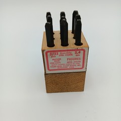 Young Bros Stamp Works 3/32” 2.4mm Steel Punch Set -9 Digit /Numbers Gruv Grip