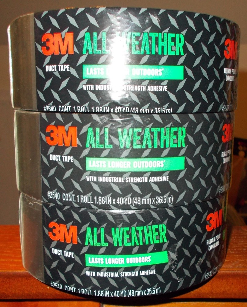 3M All Weather Duct Tape, 1.88 inches by 40 yards, 2540, 3 rolls.