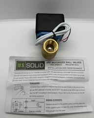 U. S. Solid Motorized Ball Valve w/ Waterproof Cover 3/4in Brass AC 110-230V