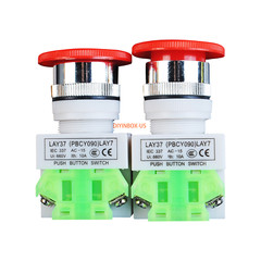 2X Emergency Stop Switch Push Button Mushroom Emergency Shut Off Switch Button