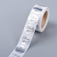 Thank You SILVER Sticker Labels 500 each per roll Great for Orders Crafts & Fun