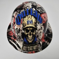 full brim hard hat custom hydro dipped IN BLUE COLLAR OUTLAW BUILT TO GET DIRTY