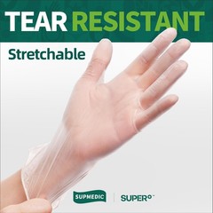 Supmedic Vinyl Disposable Exam Gloves, Clear 4 Mil Small, 100 Small (Clear)