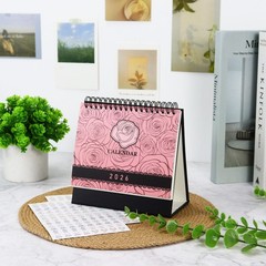 Koqye Desk Calendar 2025-2026 July to December 2026, Small 6.5*6.5inch, Pink