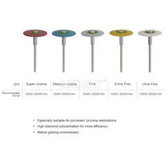 Dental Rubber Ceramic Diamond Polisher Wheel Disc For Porcelain Zirconia HP Burs