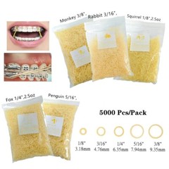 5000 Pcs Dental Orthodontic Latex Elastics Rubber Bands Ring Brace 4.5Oz 5 Sizes