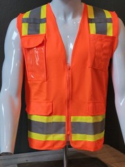 High visibility orange Two Tone Safety Vest Solid Fabric.