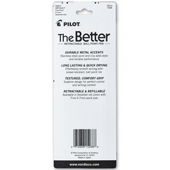 Pilot 15268 Better Retractable Fine 0.7mm Ballpoint Pens Asst Colors, Pack of 3