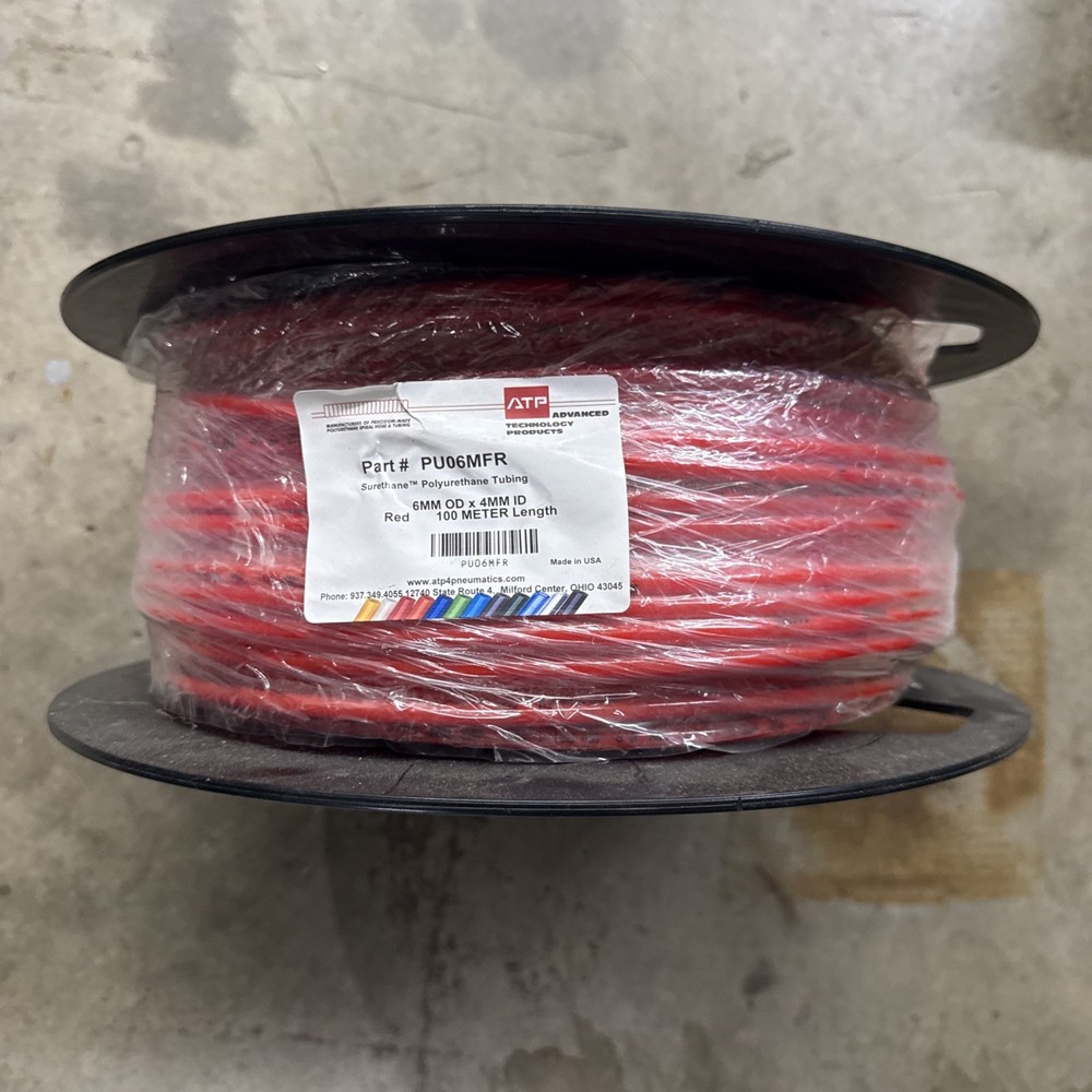 ATP PU06MFR 6MM OD X 4MM ID RED 100METER LENGTH MADE IN USA 🇺🇸🇺🇸