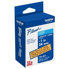 Genuine Brother TZe-B51 Black on Fluorescent Orange 24mm 1″ P-Touch Label Tape
