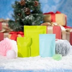 Various Sizes Matte Clear Front Color Back Foil Mylar Flat Zip Lock Bag Xmas