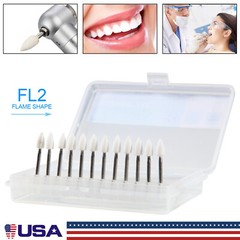 12pc/Pack Dental White Polishing Stones Flame shape FG bur Arkansas Stone Points