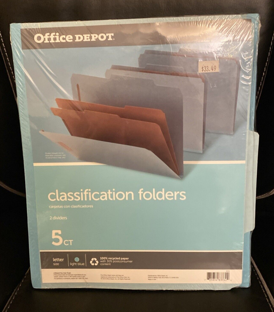 Office Depot Brand Letter Size Expansion Light Blue Classification Folders 5-Pk