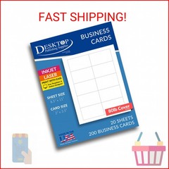 Heavyweight White Blank Business Card Paper – 20 Sheets / 200 Business Cards – 8