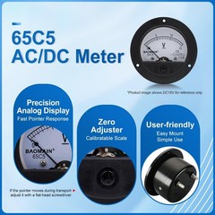 Baomain DC 30V Round Voltmeter Analog Panel Meter 65C5