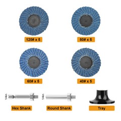 20pcs 2inch Flat Flap Disc Roll Lock Sanding Grinding Wheels 40 60 80 120 Grit