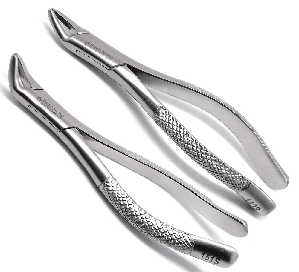 2 Pcs Dental Extracting Forceps 150S & 151S Upper Lower Molars Incisors Surgical