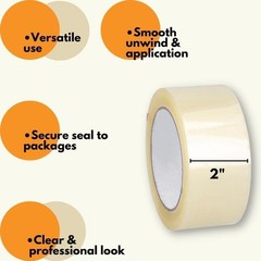 18 Rolls Carton Sealing Packing Tape 2″ x 55 Yards 1.75 Mil, Clear Packing Tape