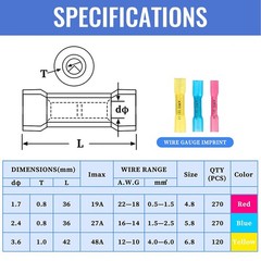 660 PCS Heat Shrink Butt Connectors Qibaok Crimp Electrical Wire Connector 。