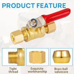 Lead-Free Brass Mini Ball Valve Shut off Switch,1/4 Inch Compression by 1/4 Comp