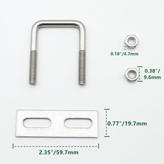 Stainless Steel Square U Bolt Clamp, Square Tube Clamps with Nut and Plate for B