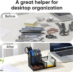 Mesh Desk Organizer Office Supplies Caddy Pencil Holder Storage Basket 3 Slot