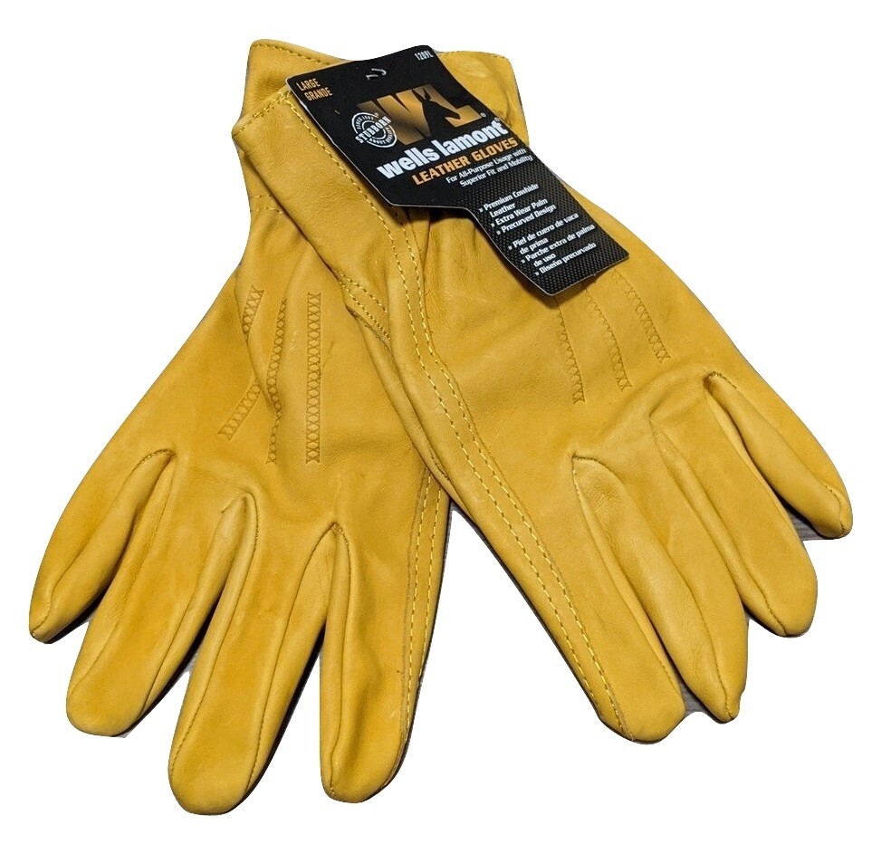 Leather Work Gloves All Purpose Wells Lamont Sizes M – 3XL Professional