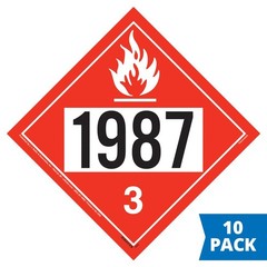 1987 Placard, Class 3 Flammable Liquid 10-pk, 10.75″ x 10.75″ Plastic