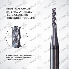 10 PCS 1/16″ 4 Flute 1-1/2″ Overall Ball Nose Carbide End Mill AlTiN Coated