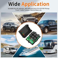 Joinfworld Relay Box Fuse Relay Box 12V Automotive Universal Fuse Panel with 6.