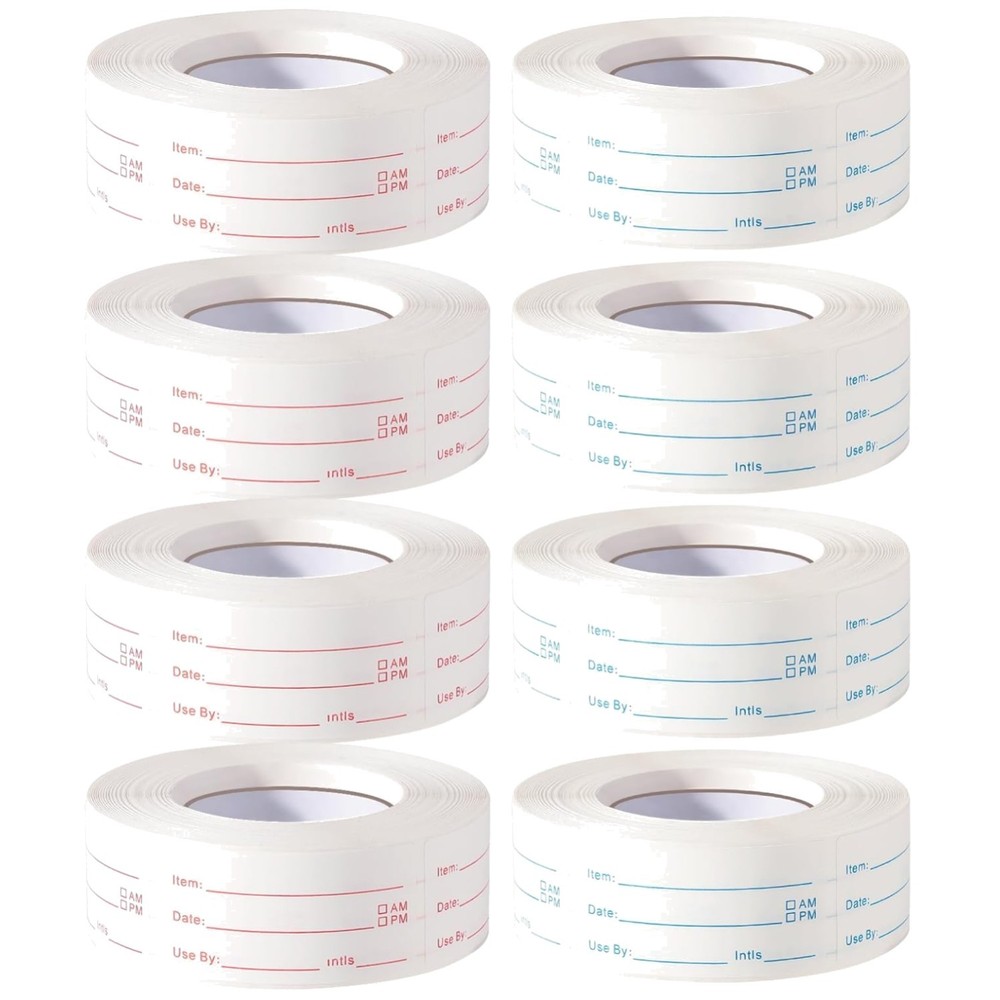 Blue & Red Food Labels Set – 4000 Pieces Removable Stickers