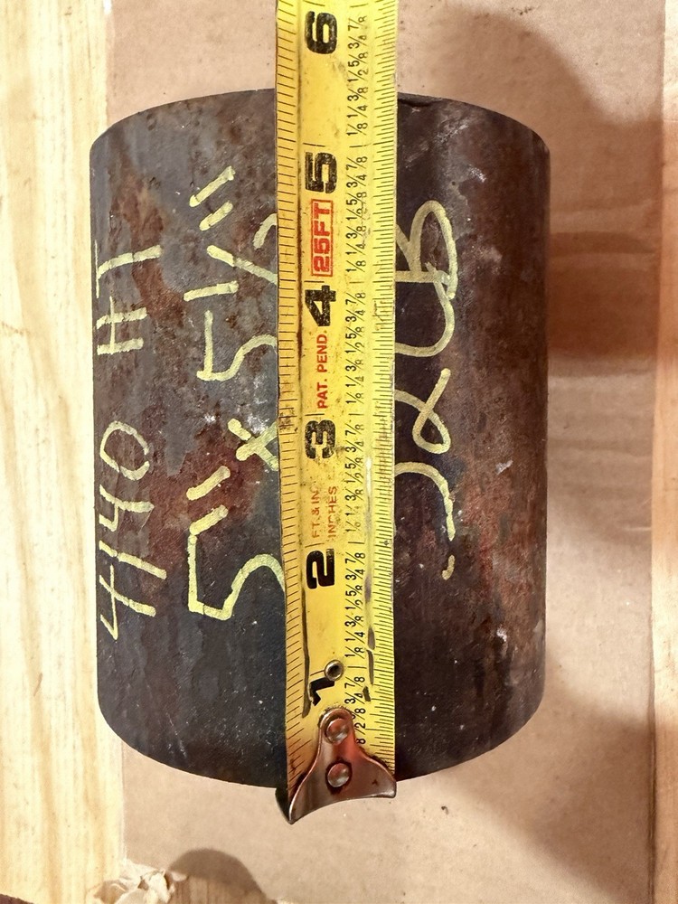 One Piece 4140 Hot Rolled Steel Bar Round Stock Heat Treated 5” OD x ~5 1/2”