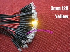3mm 12V – 16V Pre-Wired Red Yellow Blue Green Warm White Orange UV Pink LED 20CM