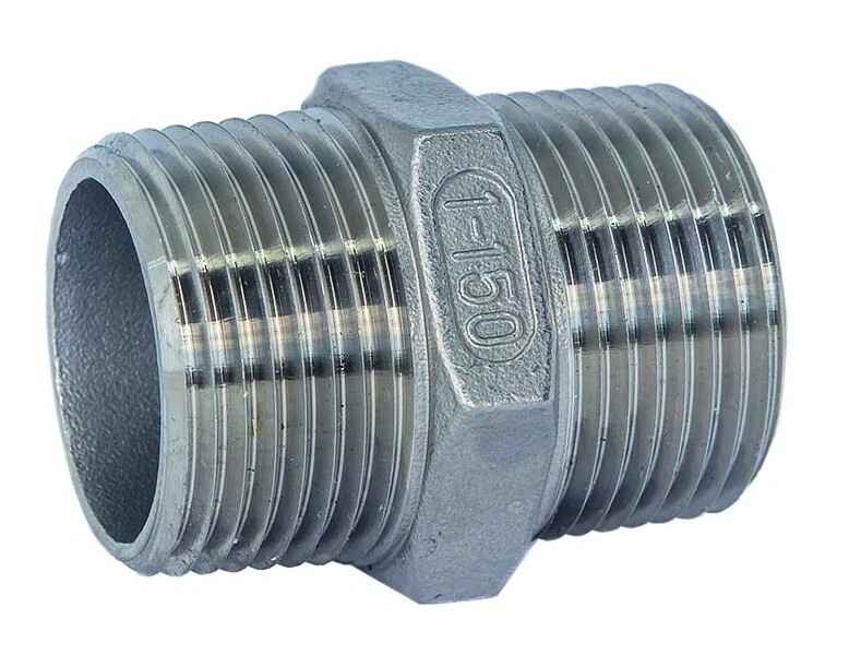PACK OF 4 – 1″ Stainless Steel Hex Nipple – MNPT Straight Close Nipple #150
