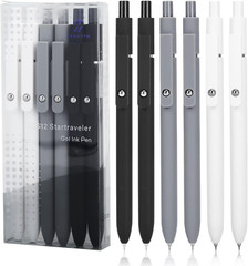 Bolígrafos de gel, punta fina de 0,5 mm, bolígrafos retráctiles de tinta negra d