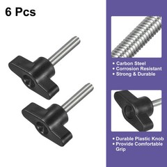 6Pcs Metric Carbon Steel Clamping Screw Knob T Shaped Thumb Screws M6 x 30mm
