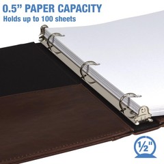Samsill Vintage Leather Binder, 0.5 Inch Round Ring (Holds Inch, Brown