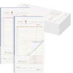 4 Pack (1000 Sheets) Guest Server Checks,2 Part Carbonless, Numbered,8.2″ X 4.3″