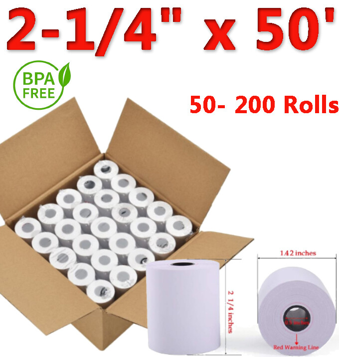 2-1/4″ x 50′ & 2 1/4″ x 85′ Thermal Credit Card Cash Register POS Receipt Paper