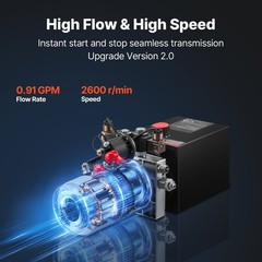 Uimoso 4 Quart Double Acting Hydraulic Pump Power Unit Pack DC 12V 22MPA SAE#6