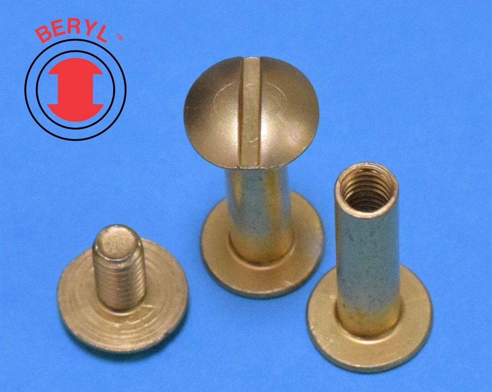Aluminum 5050/5052 Brass Plated Post & Matching Screw #8-32X1/4″ 25sets