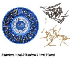 120pcs Dental Screw Post Gold/Silver Plated Titanium Kit Conical Root Canal Pins