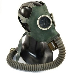 Cold war Soviet military gas mask GP-4 with hose Green rubber Face mask