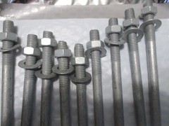(10) Concrete L Bent Anchor Bolts 1/2-13 x 12″ Hot Galvanized with Washers/Nuts