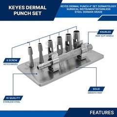 Keyes Dermal Punch 4″ Set Dermatology Surgical Instruments