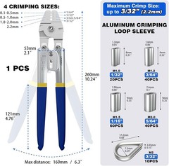 Wire Rope Crimping Swaging Tool Kit for Wire Cable Crimps Aluminum Double Barrel