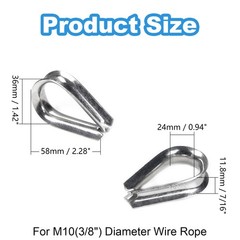 10 Pcs 3/8″ Wire Rope Thimbles M10 Cable Thimbles 304 Stainless Steel Thimble…